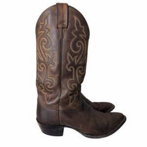 Men’s Justin Brown Leather Cowboy Boots Size 10ee